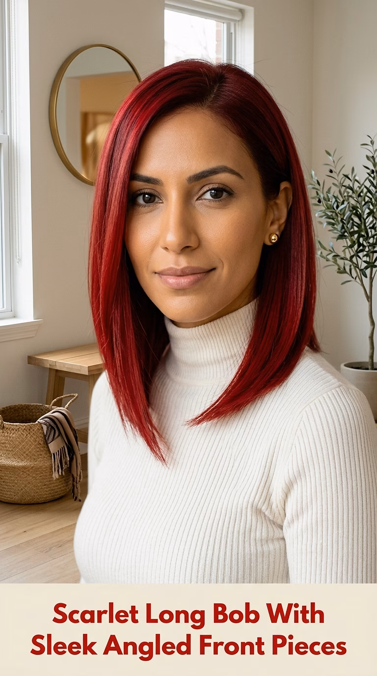 Scarlet Long Bob With Sleek Angled Front Pieces