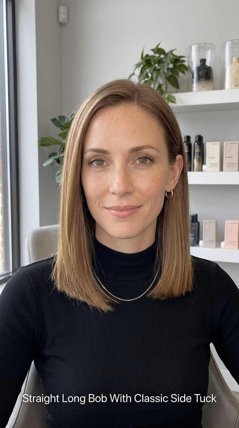 Straight Long Bob With Classic Side Tuck