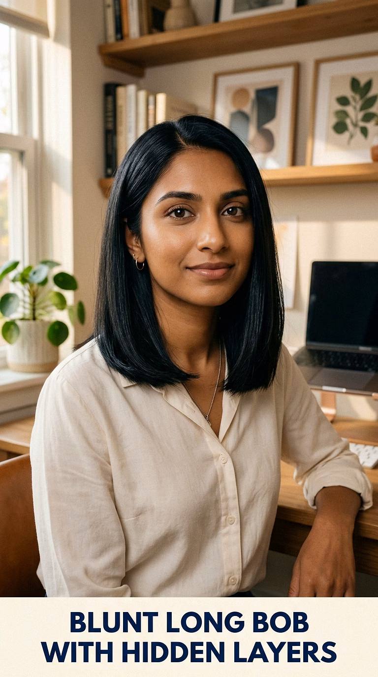 Blunt Long Bob With Hidden Layers