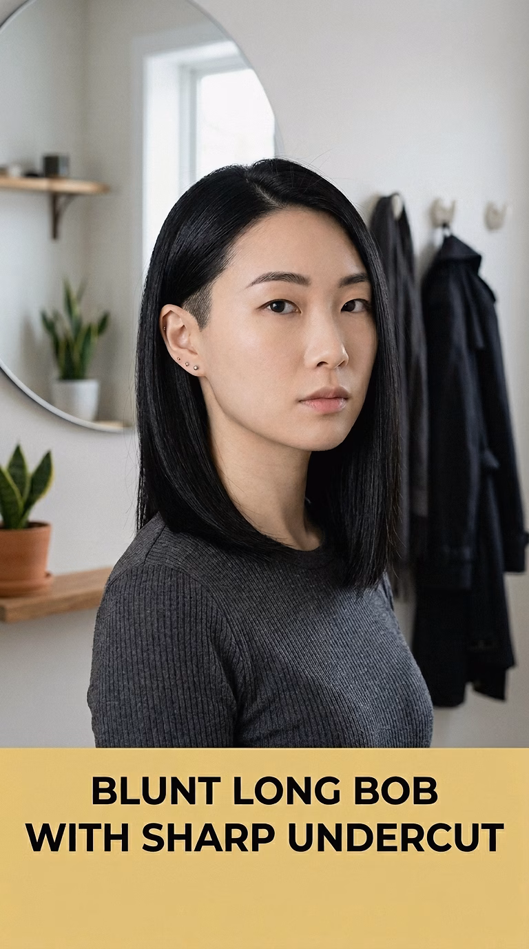 Blunt Long Bob With Sharp Undercut