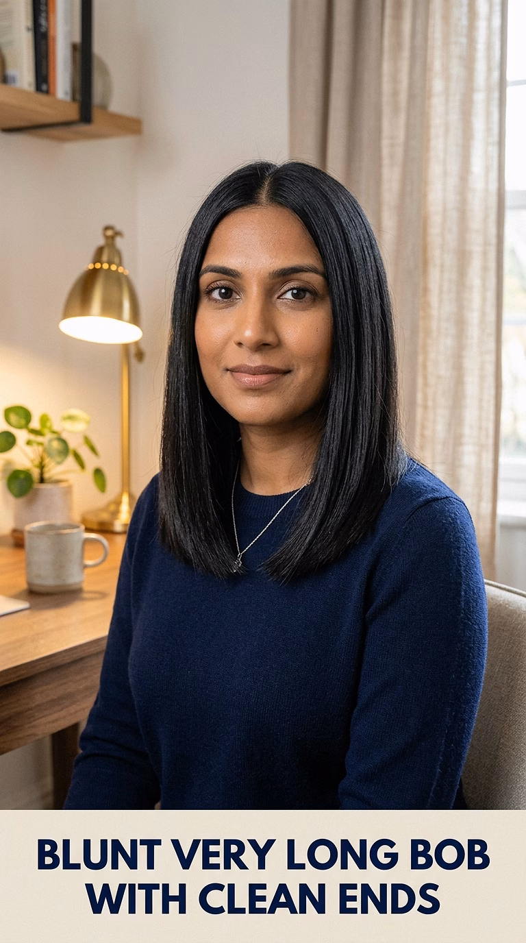 Blunt Very Long Bob With Clean Ends