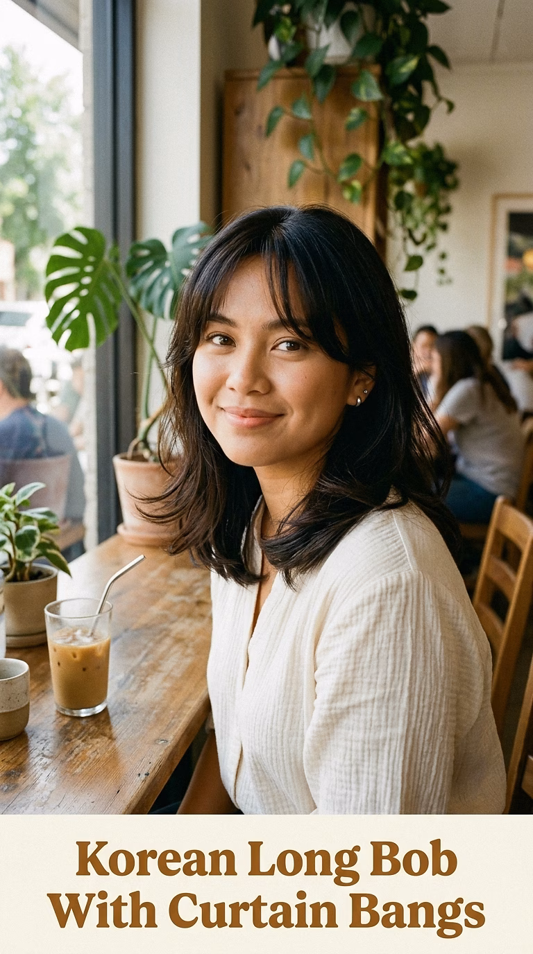 Korean Long Bob With Curtain Bangs