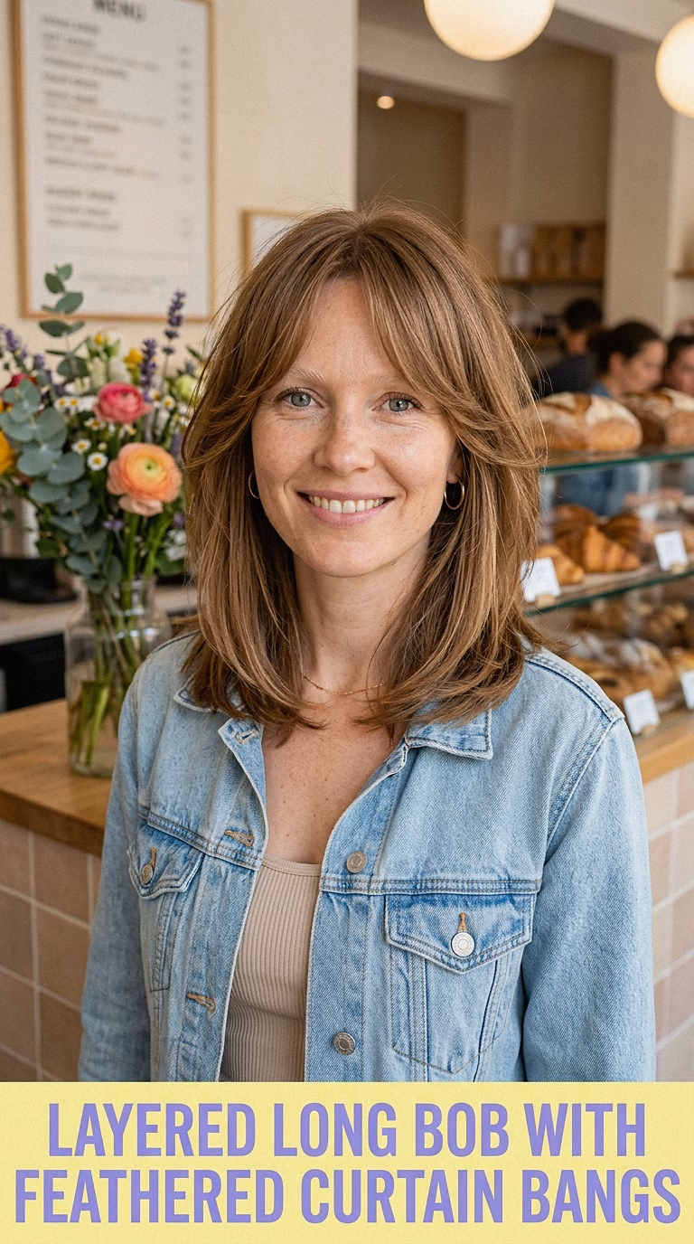 Layered Long Bob With Feathered Curtain Bangs