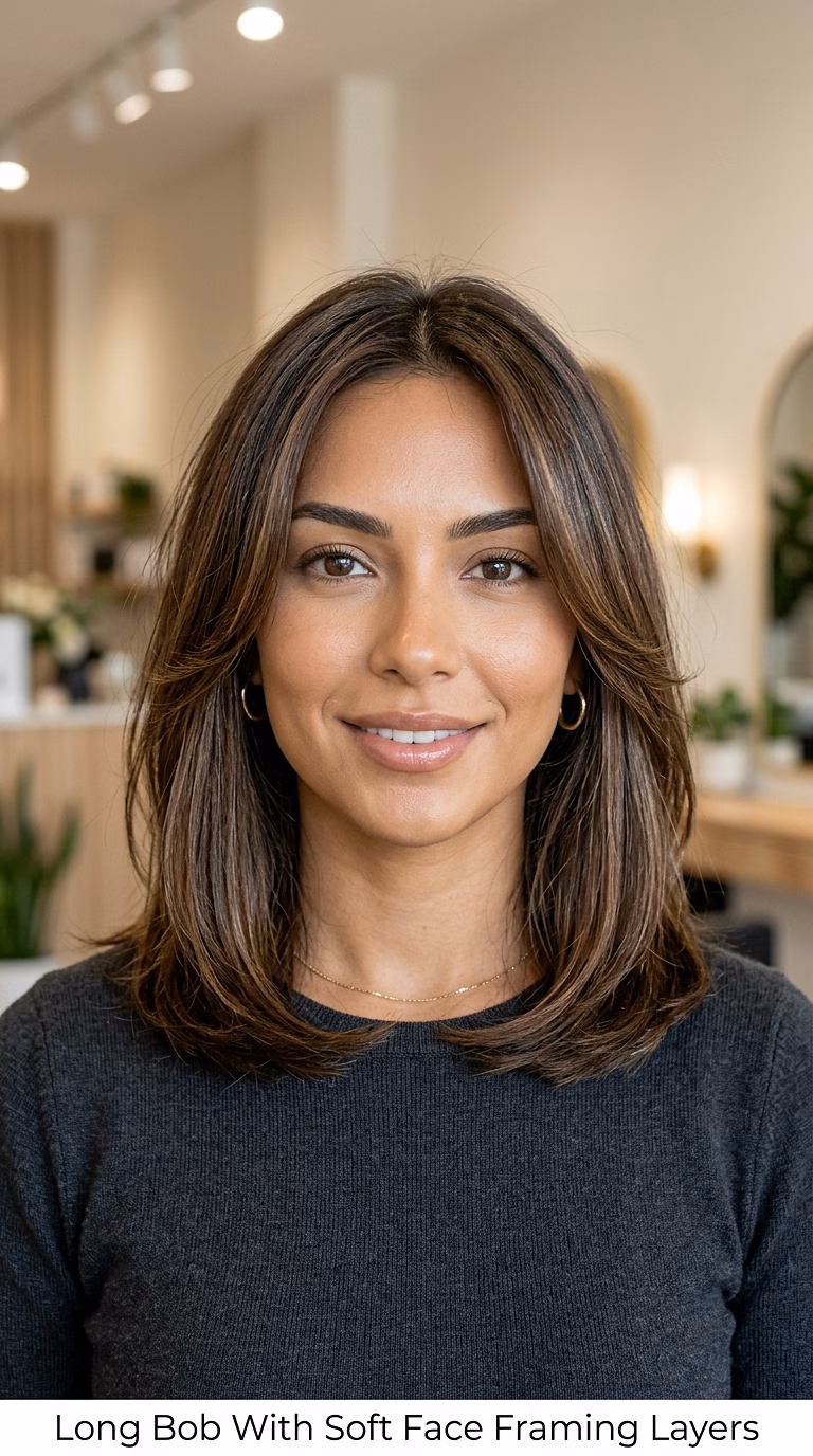 Long Bob With Soft Face Framing Layers