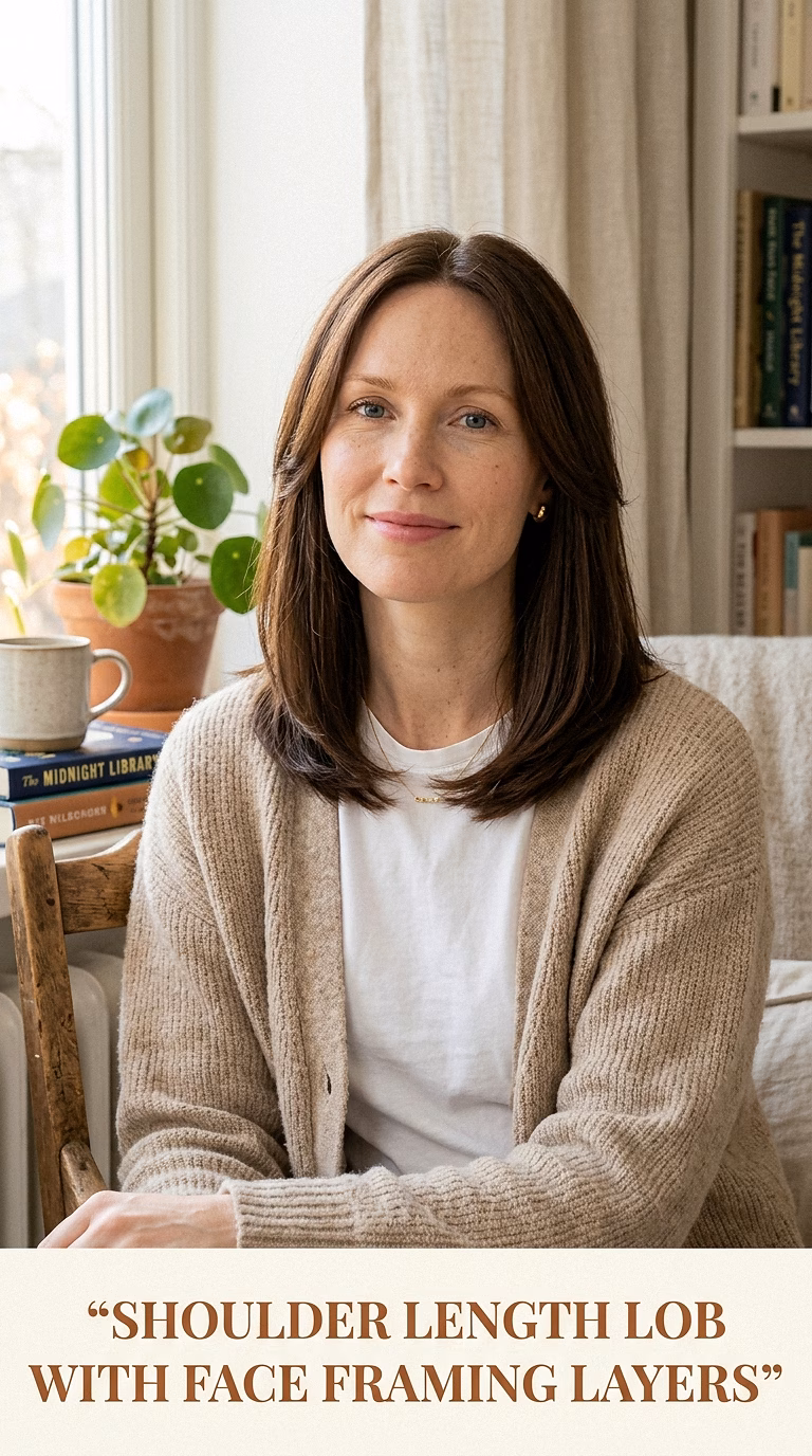 Shoulder Length Lob With Face Framing Layers