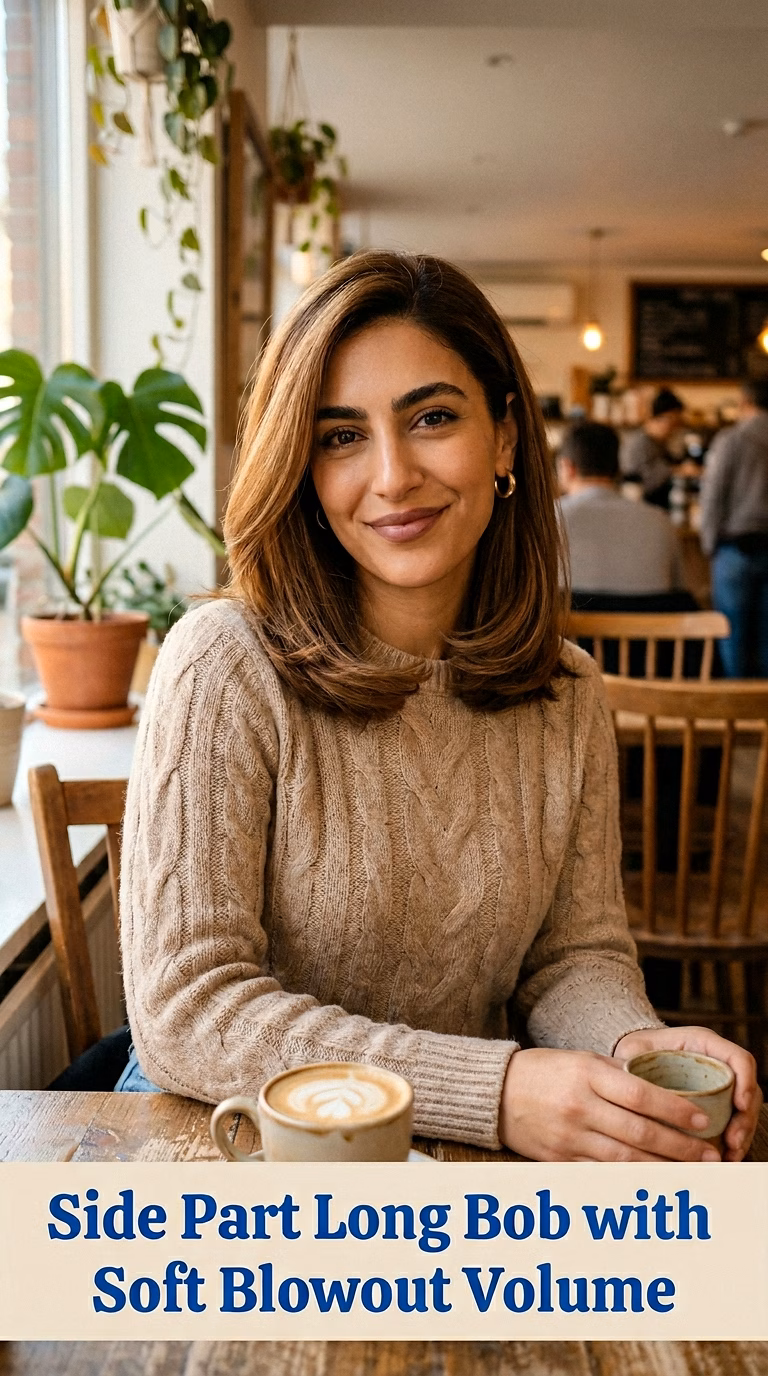 Side Part Long Bob With Soft Blowout Volume