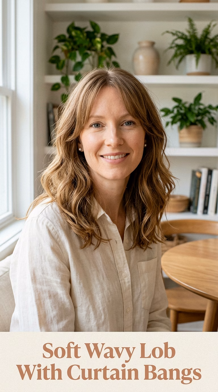 Soft Wavy Lob With Curtain Bangs