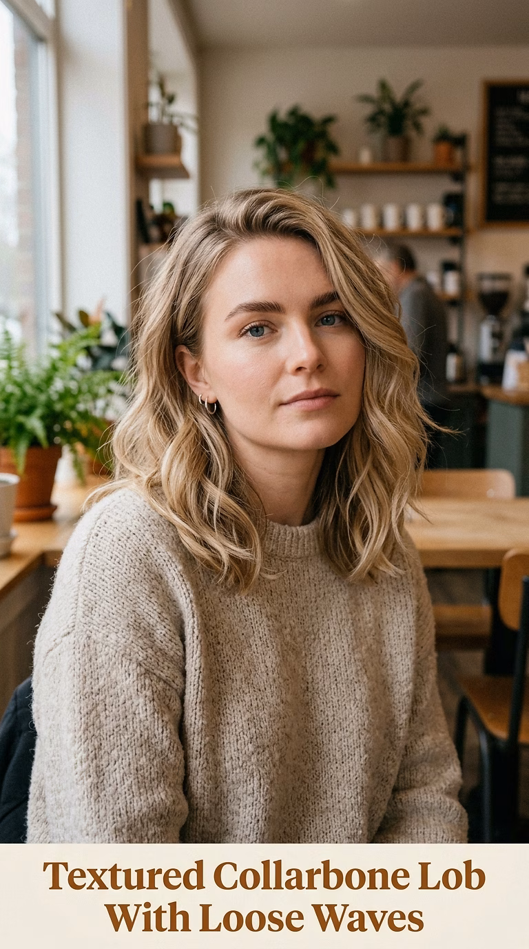 Textured Collarbone Lob With Loose Waves
