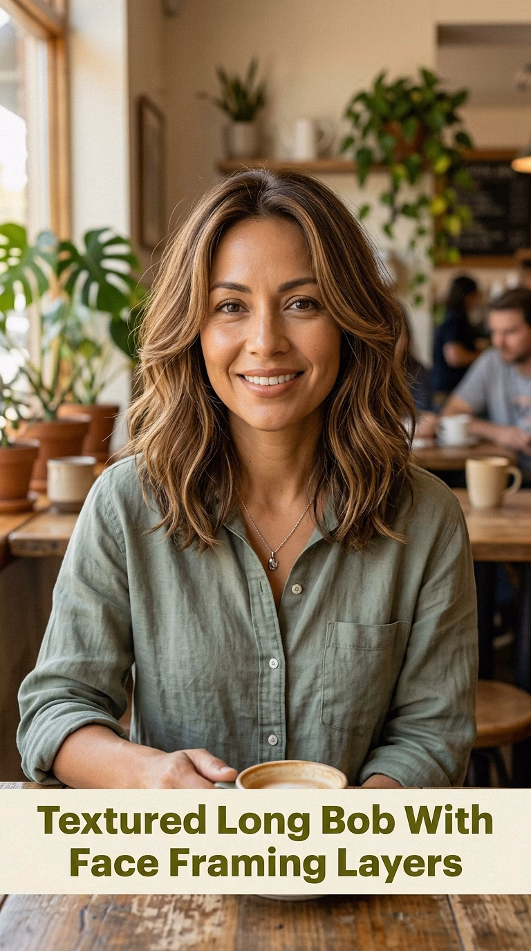 Textured Long Bob With Face Framing Layers