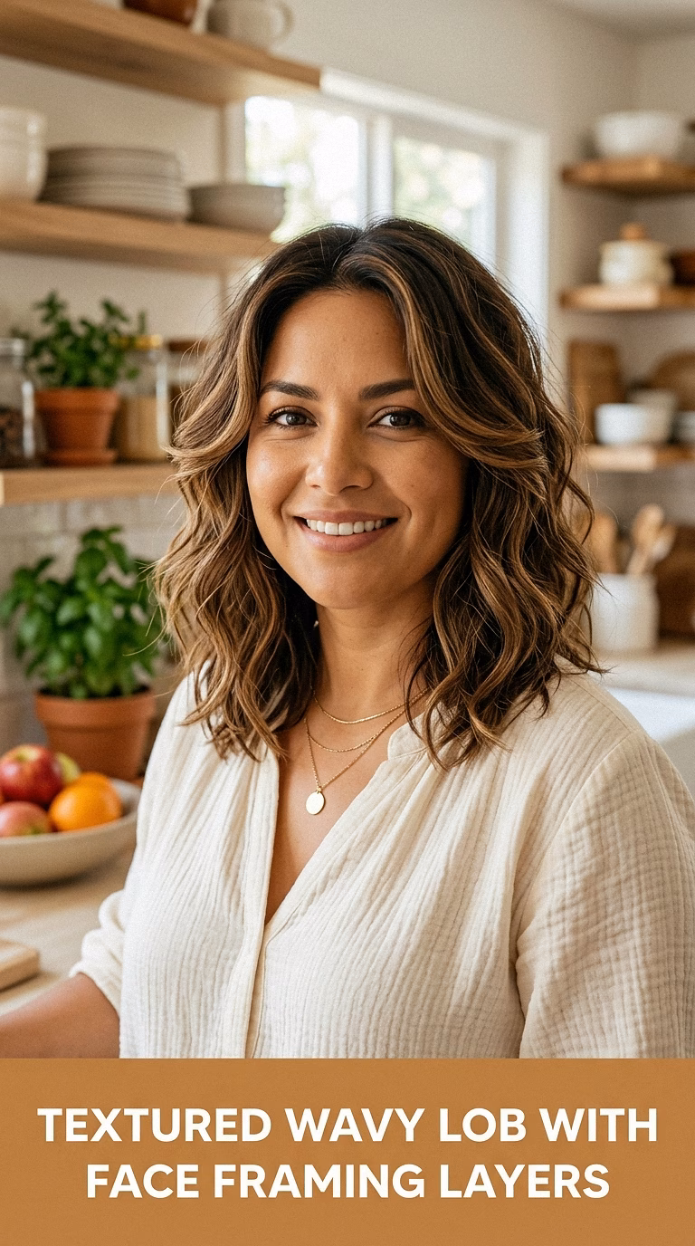 Textured Wavy Lob With Face Framing Layers