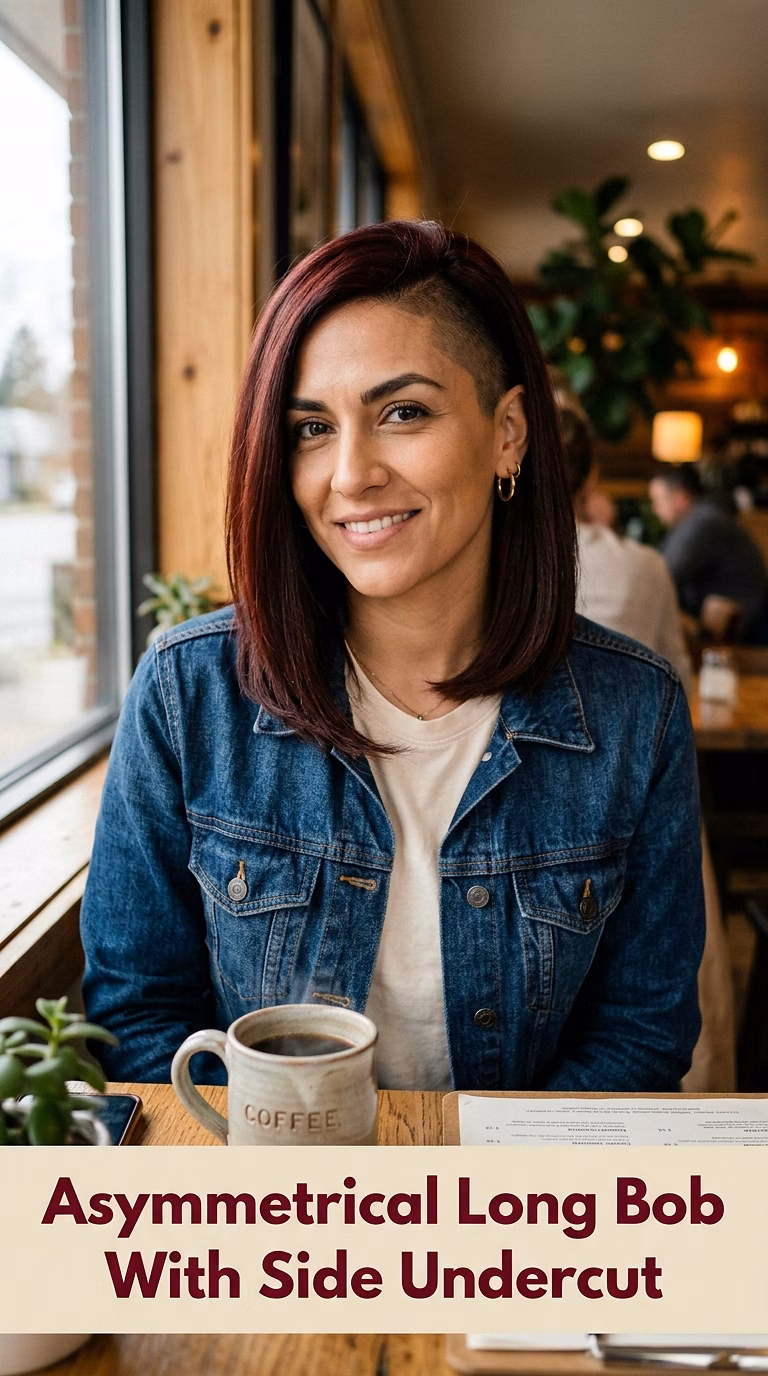 Asymmetrical Long Bob With Side Undercut