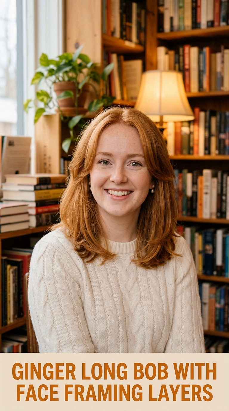 Ginger Long Bob With Face Framing Layers