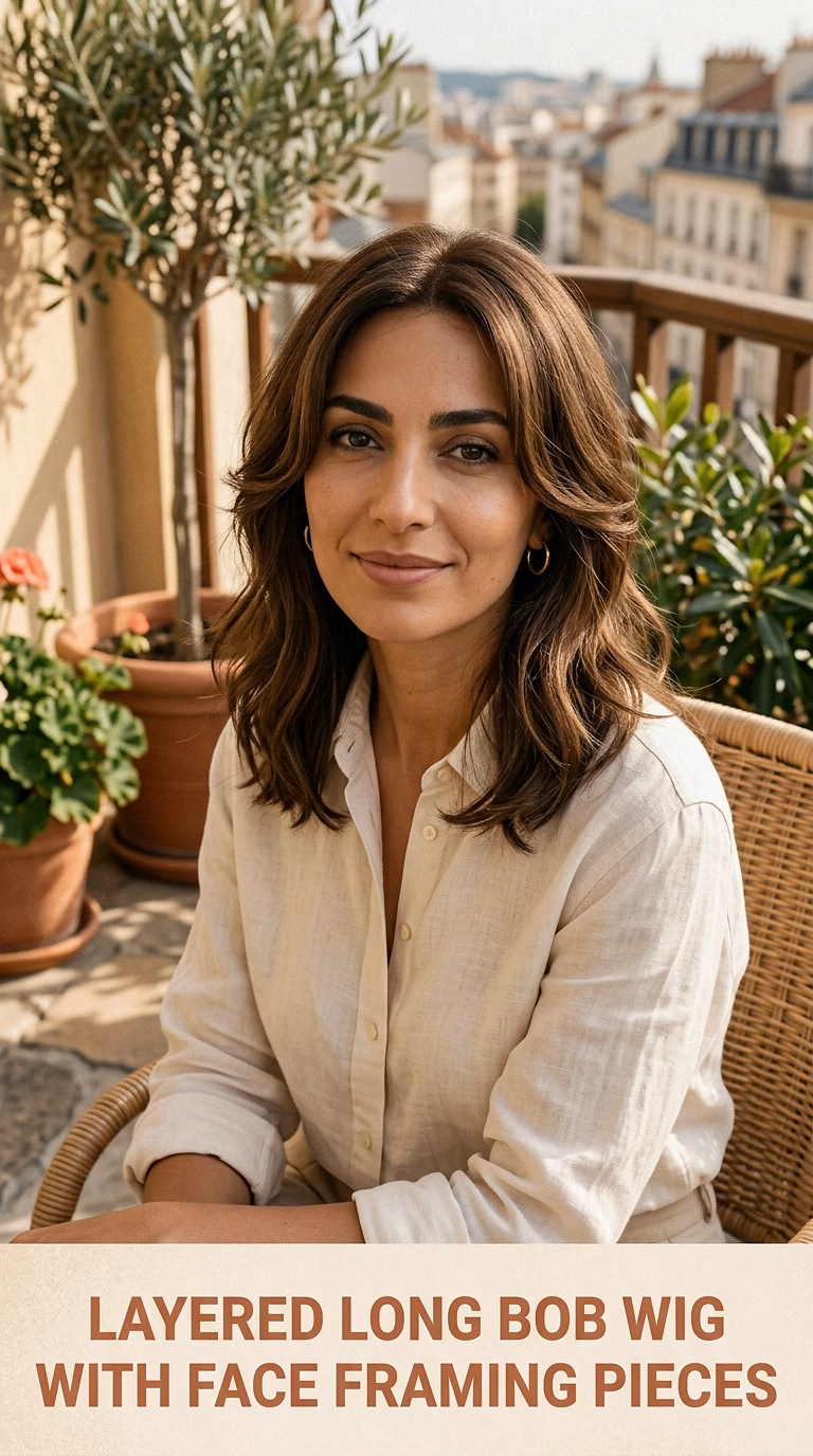 Layered Long Bob Wig With Face Framing Pieces