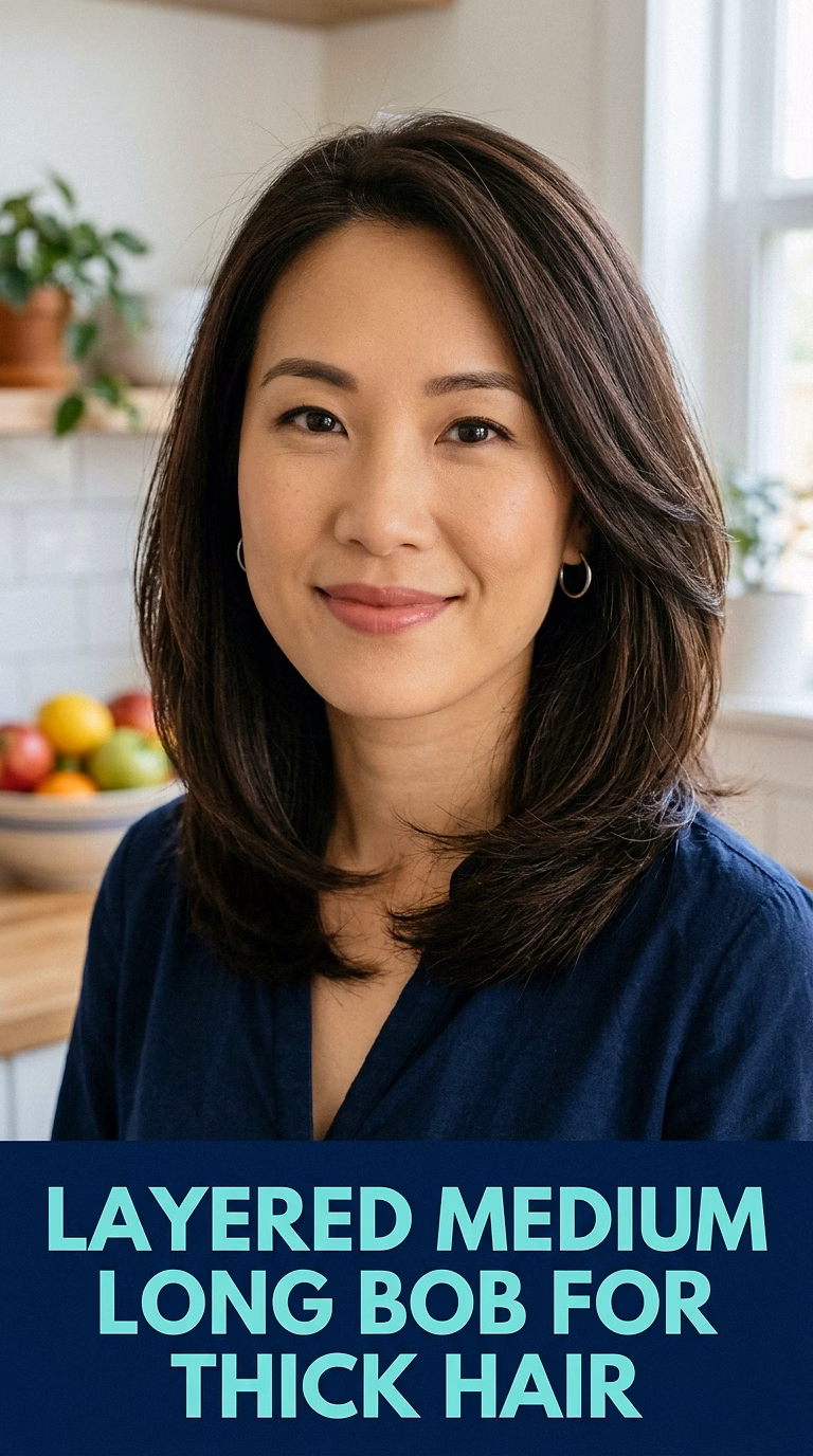 Layered Medium Long Bob For Thick Hair