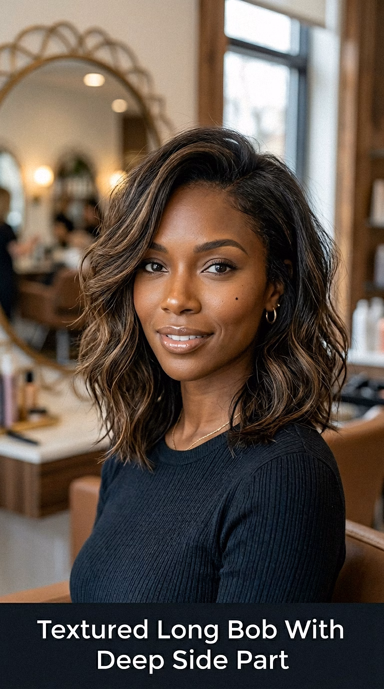 Textured Long Bob With Deep Side Part