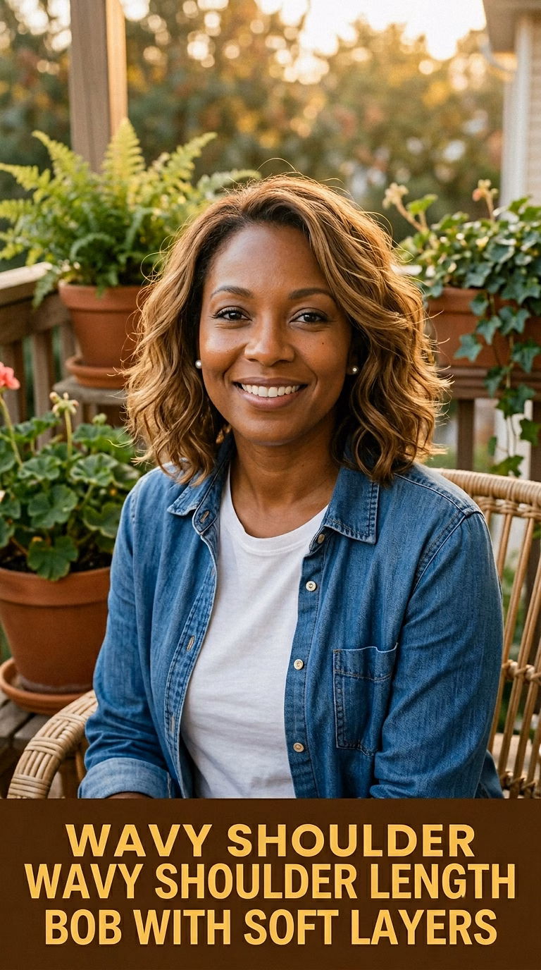 Wavy Shoulder Length Bob With Soft Layers