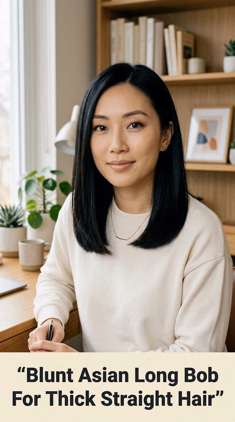 Blunt Asian Long Bob For Thick Straight Hair