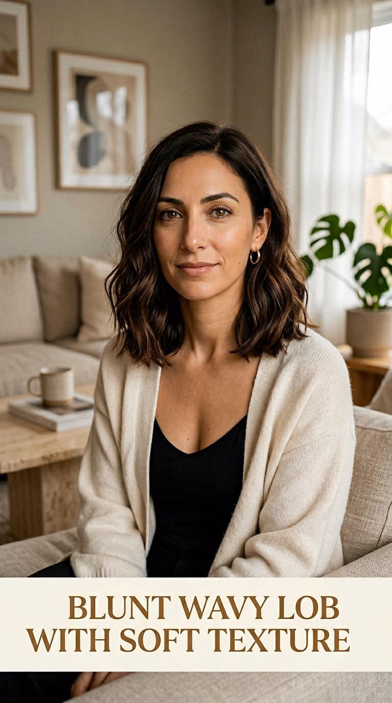 Blunt Wavy Lob With Soft Texture