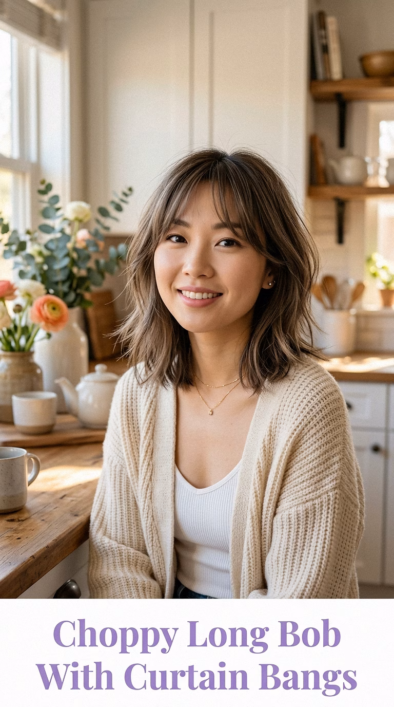 Choppy Long Bob With Curtain Bangs