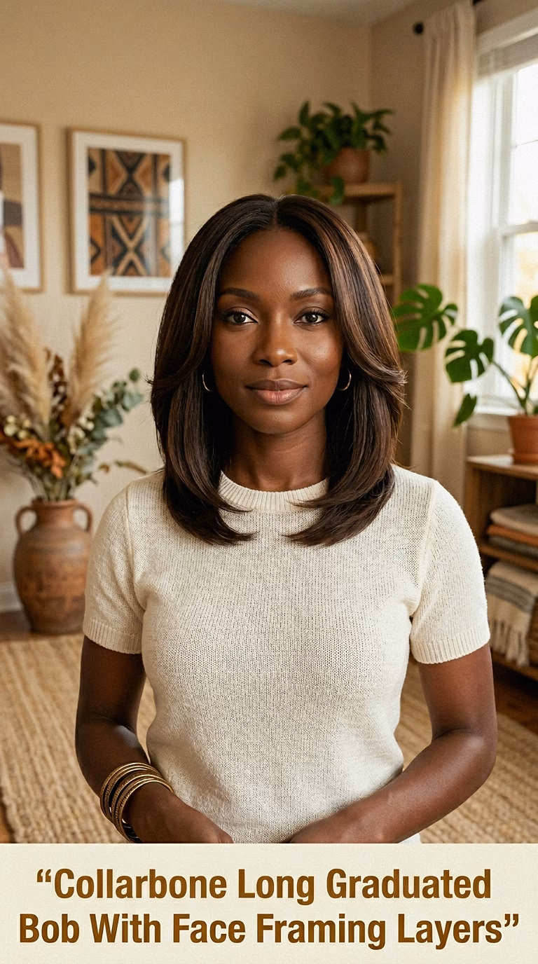 Collarbone Long Graduated Bob With Face Framing Layers