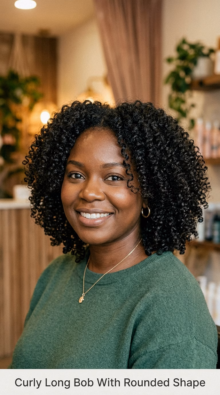 Curly Long Bob With Rounded Shape