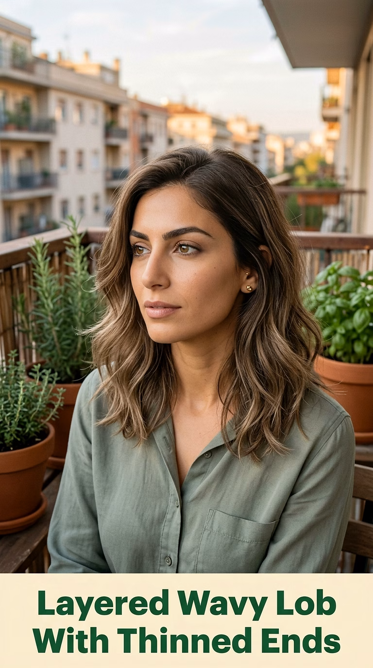 Layered Wavy Lob With Thinned Ends