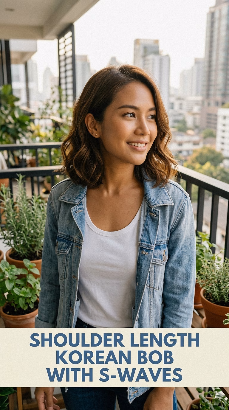 Shoulder Length Korean Bob With S-Waves
