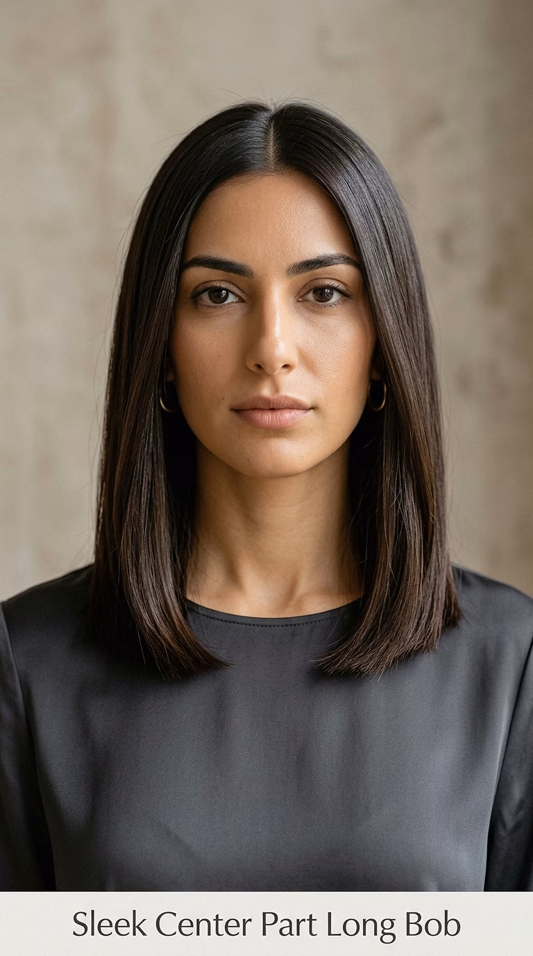 Sleek Center Part Long Bob