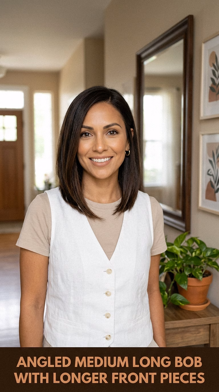 Angled Medium Long Bob With Longer Front Pieces