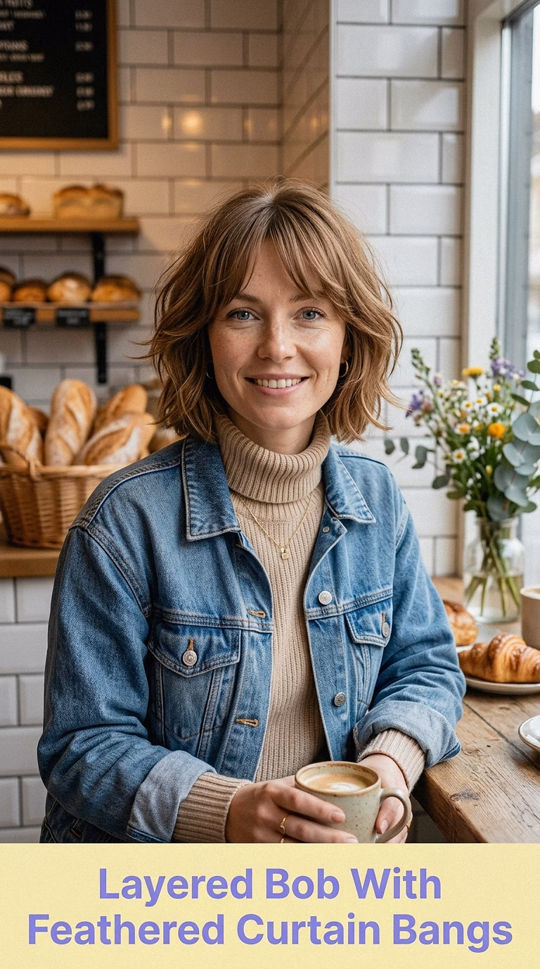 Layered Bob With Feathered Curtain Bangs