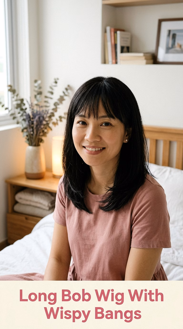 Long Bob Wig With Wispy Bangs
