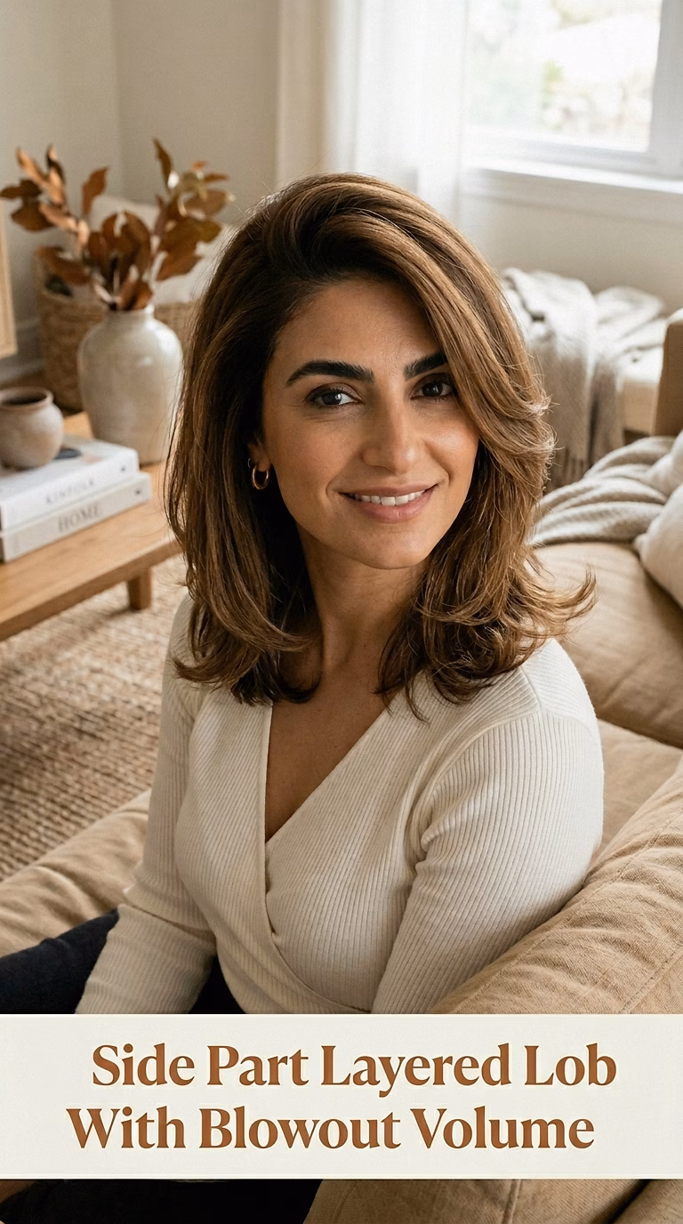 Side Part Layered Lob With Blowout Volume