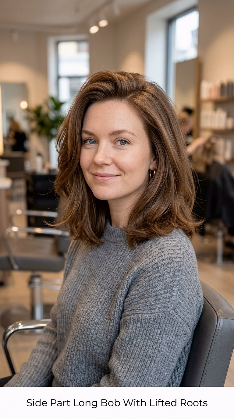 Side Part Long Bob With Lifted Roots