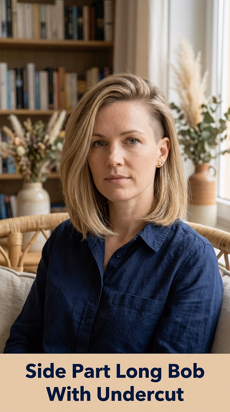 Side Part Long Bob With Undercut