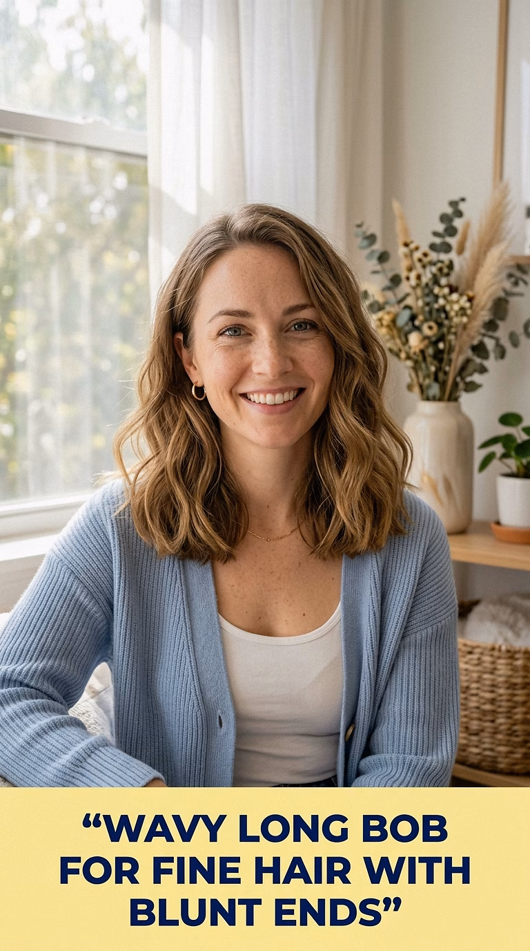 Wavy Long Bob For Fine Hair With Blunt Ends