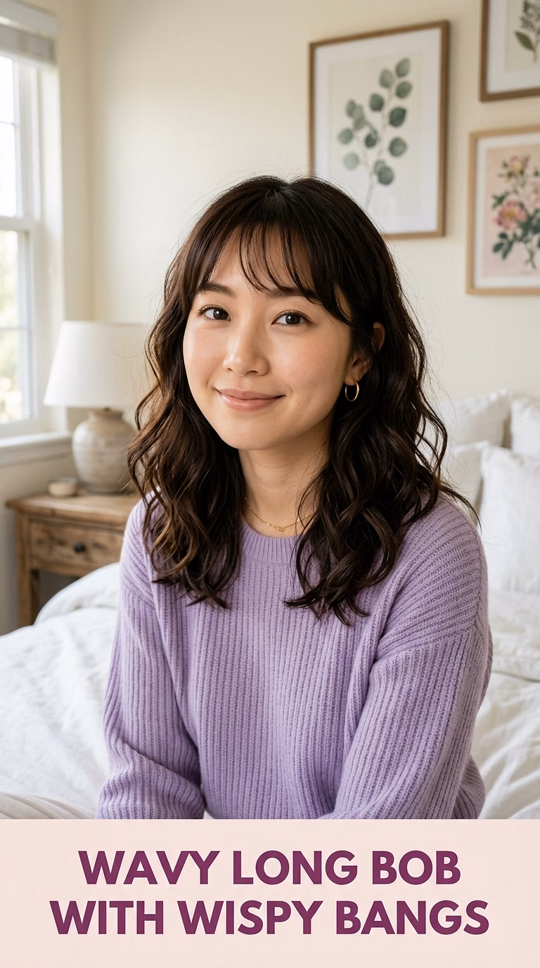 Wavy Long Bob With Wispy Bangs
