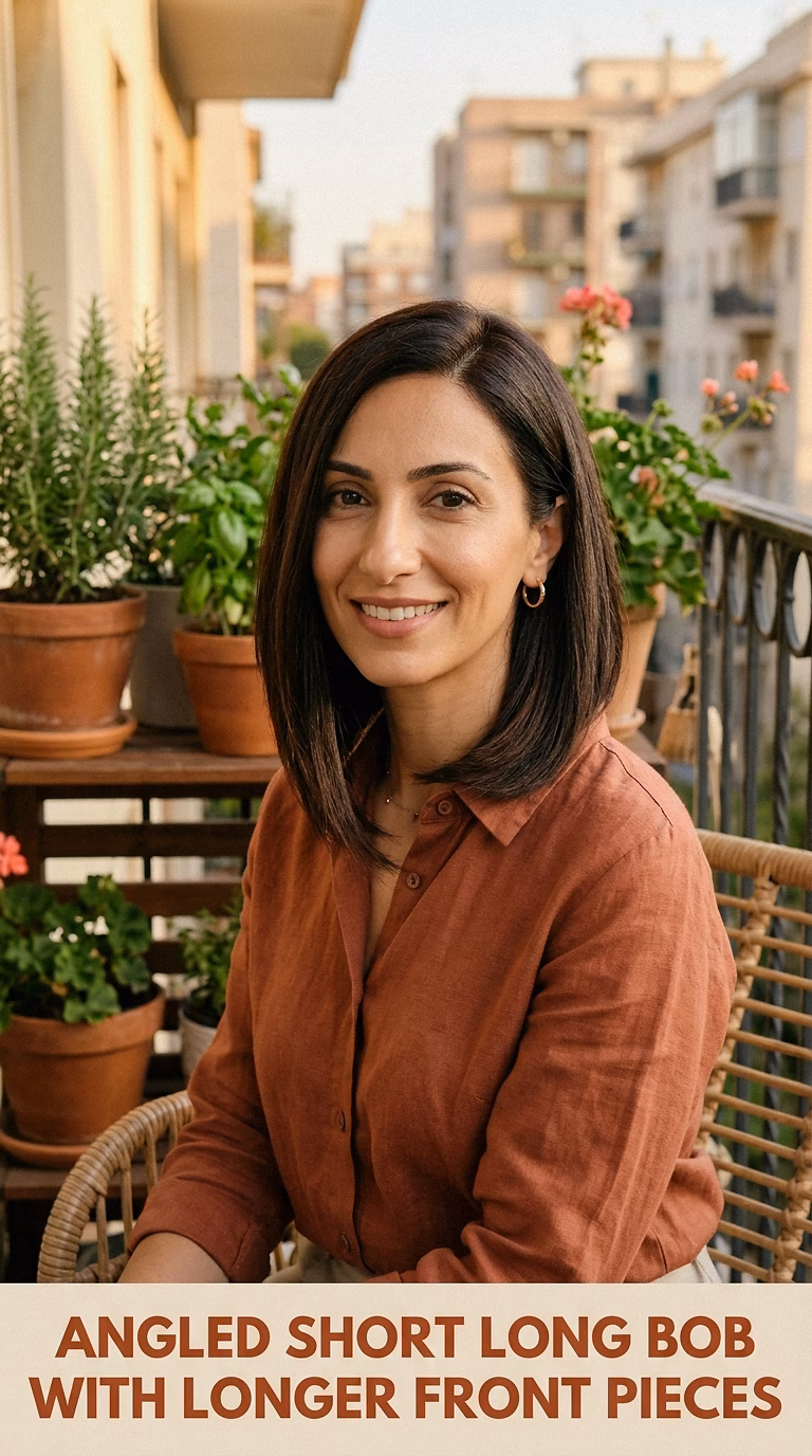 Angled Short Long Bob With Longer Front Pieces