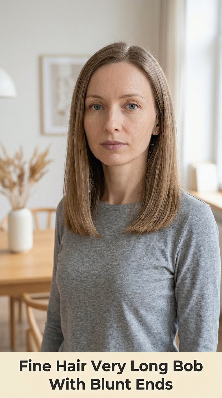 Fine Hair Very Long Bob With Blunt Ends