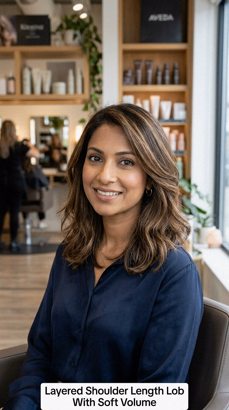 Layered Shoulder Length Lob With Soft Volume