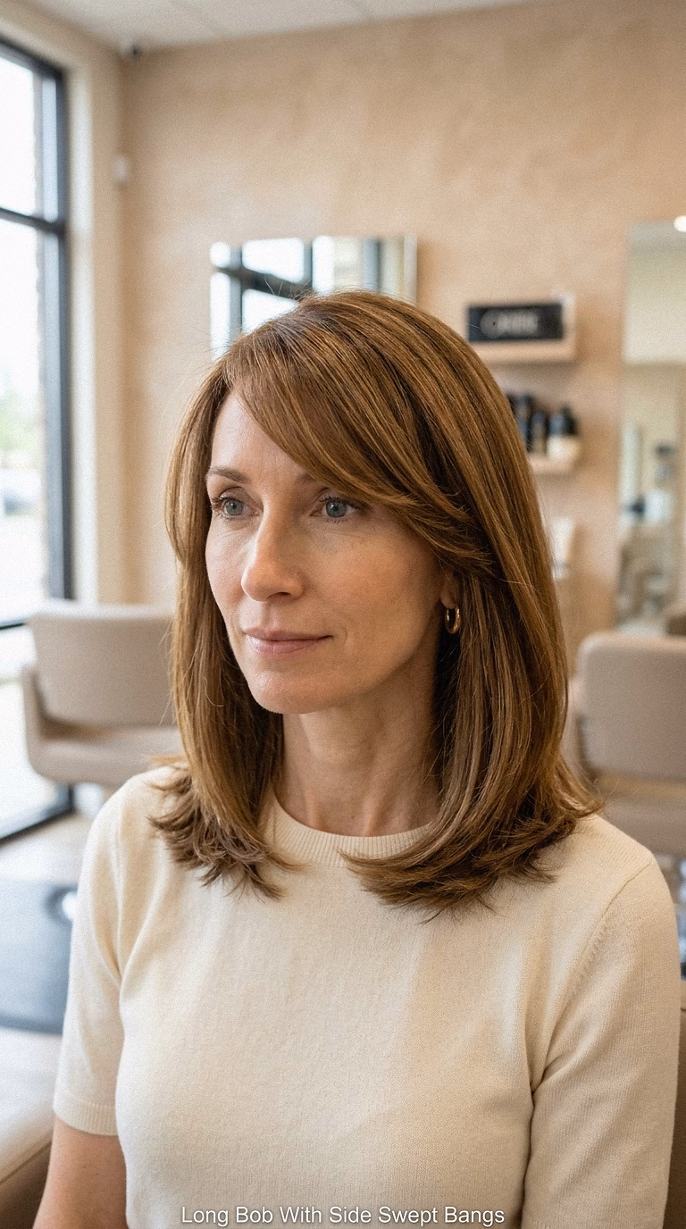 Long Bob With Side Swept Bangs