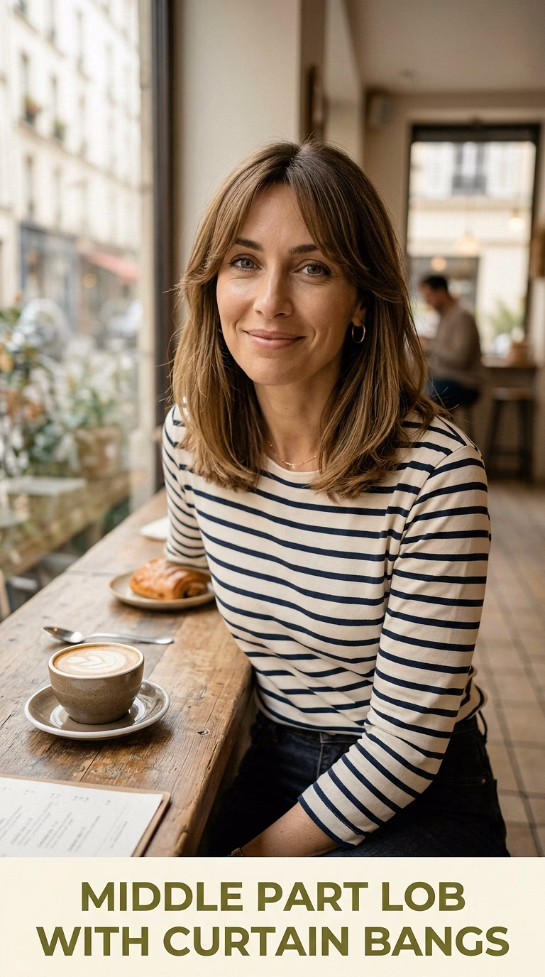 Middle Part Lob With Curtain Bangs
