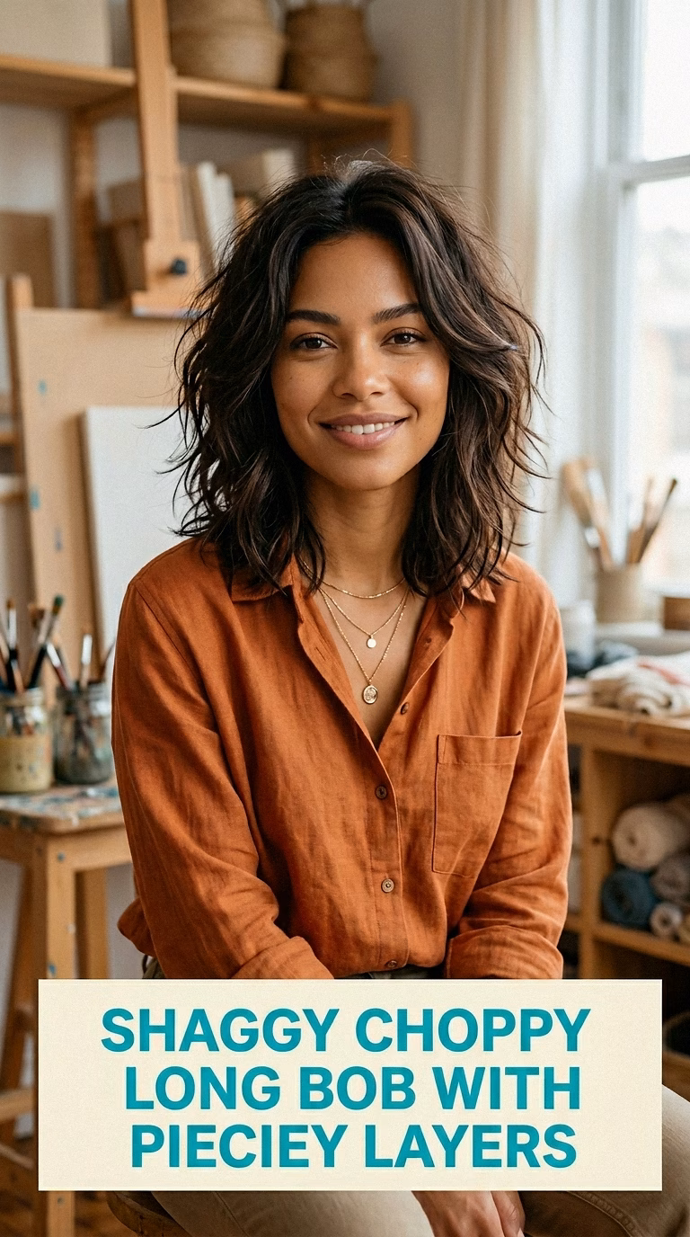 Shaggy Choppy Long Bob With Piecey Layers