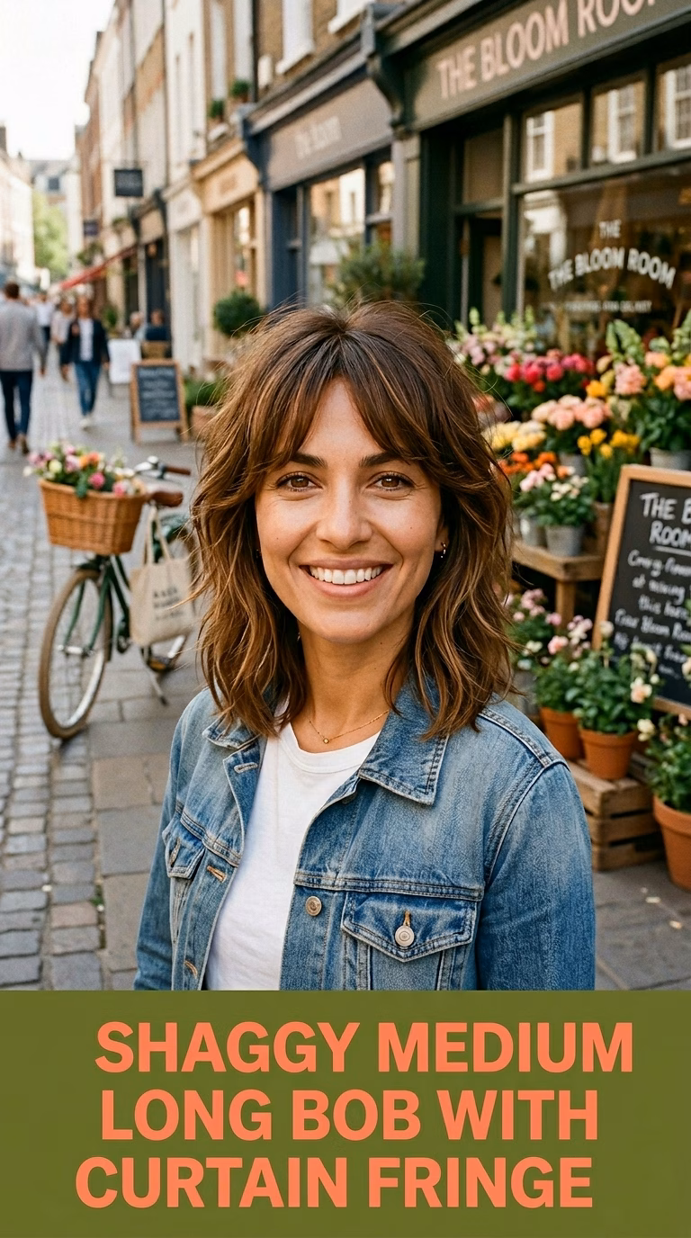 Shaggy Medium Long Bob With Curtain Fringe