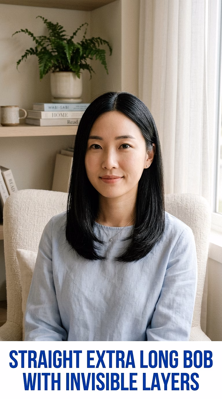 Straight Extra Long Bob With Invisible Layers