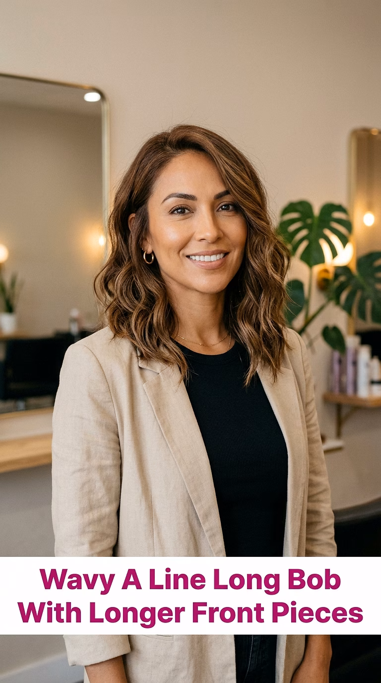 Wavy A Line Long Bob With Longer Front Pieces