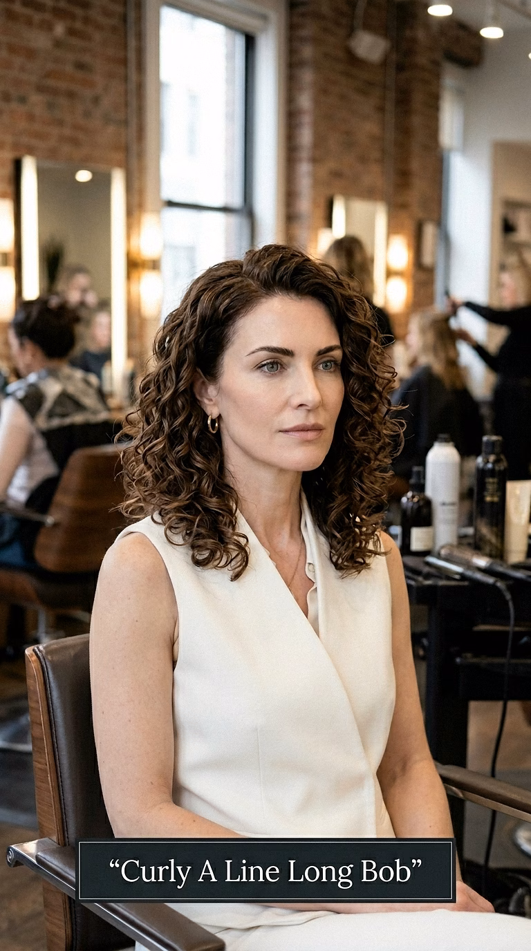 Curly A Line Long Bob