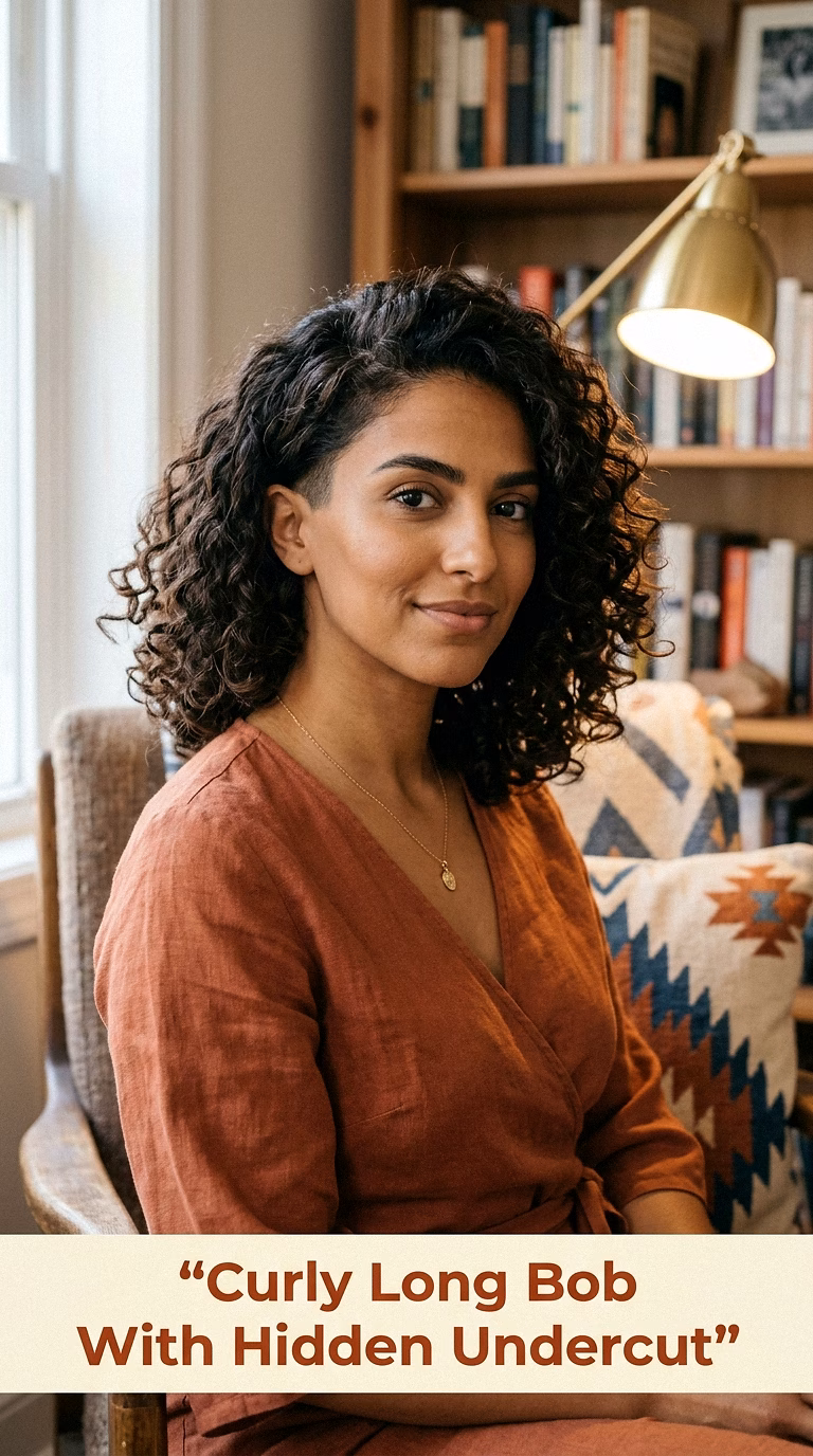 Curly Long Bob With Hidden Undercut