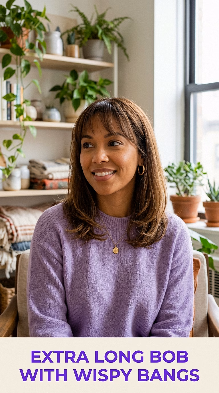 Extra Long Bob With Wispy Bangs