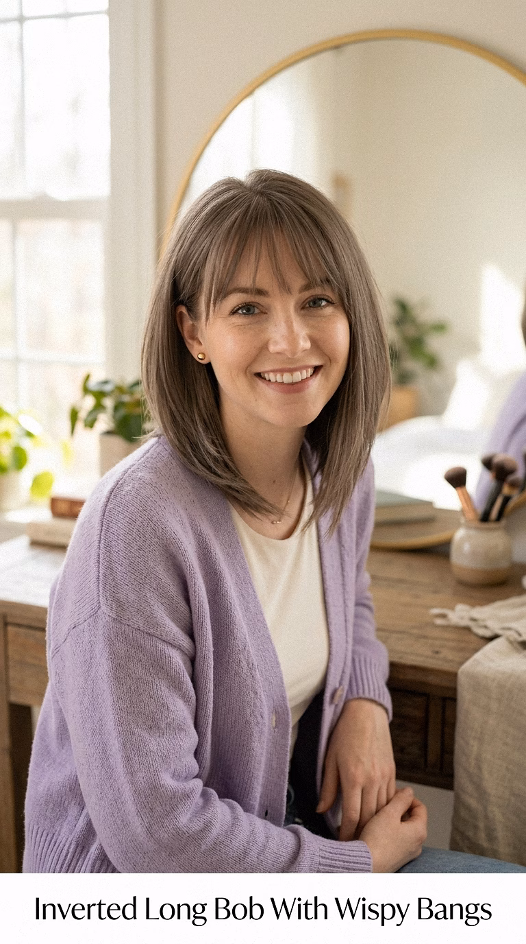 Inverted Long Bob With Wispy Bangs