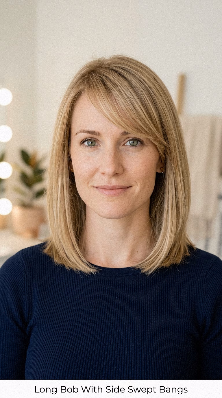 Long Bob With Side Swept Bangs